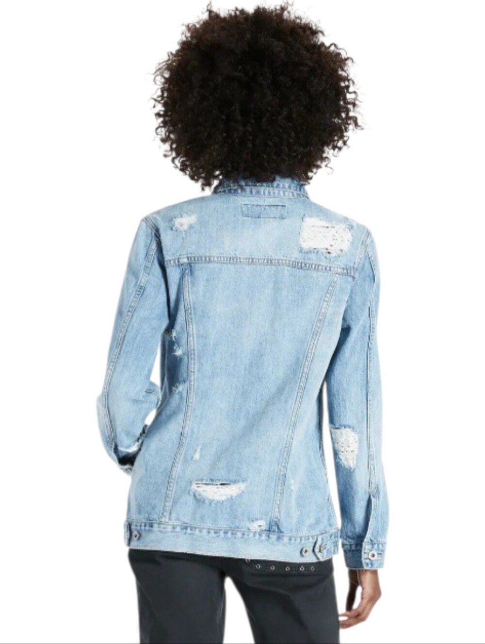 Lucky Brand Distressed Denim Boyfriend Trucker Jacket Los Angeles Heart ❤️✨️ - Picture 3 of 9